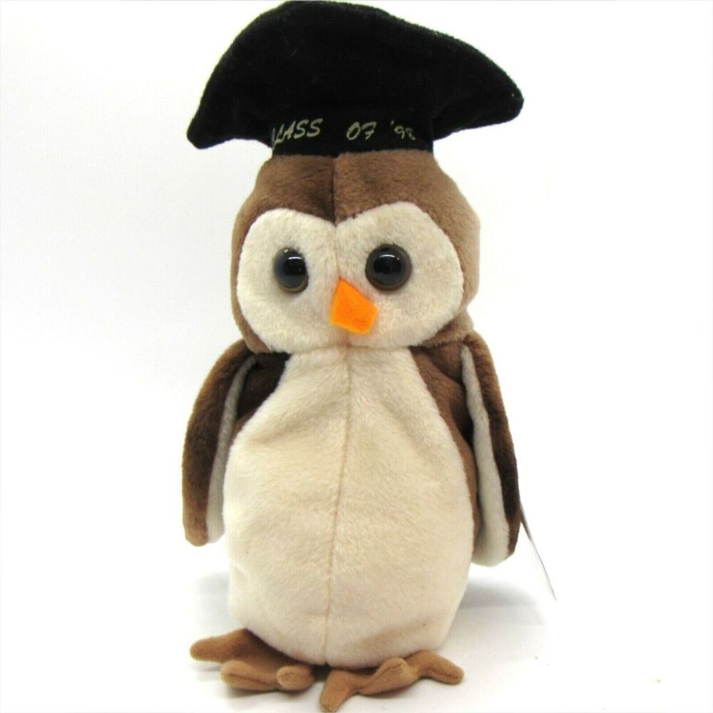 Ty Beanie Plush Graduation Wise Owl Retired Stuffed Animal Vintage 1997 Appx 7"
